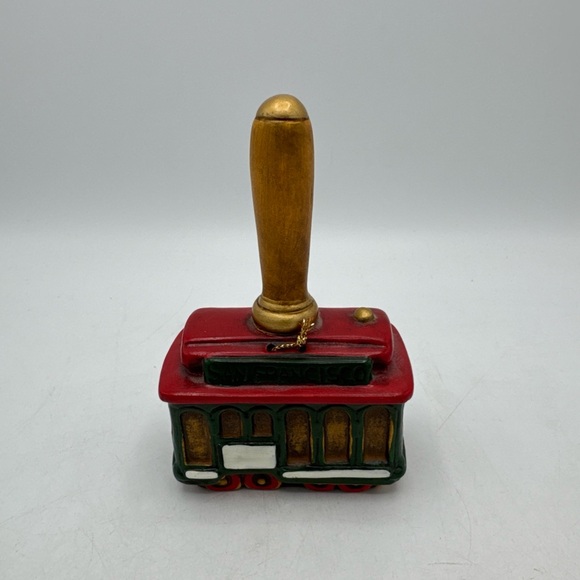 Vtg Christmas Porcelain Decoration Ornament San Francisco Train Vagon Bell P/O - Picture 1 of 8